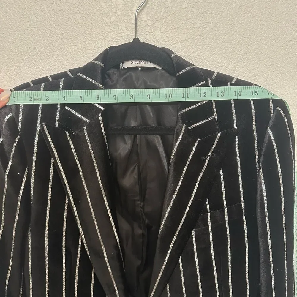 Black and Silver Striped Blazer Giovanni Testi